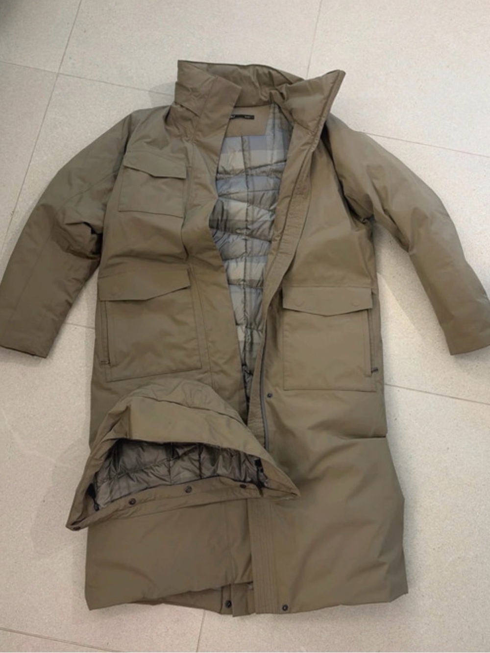 Nau Olive-Tone Long Puffer Coat